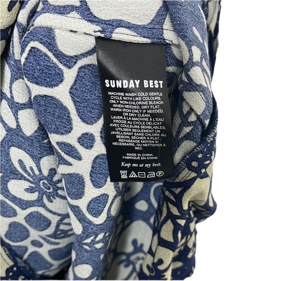 NWT Aritzia Sunday Best Navy Floral New Ruffle Wrap Mini Dress Women's Sz M - Picture 4 of 6